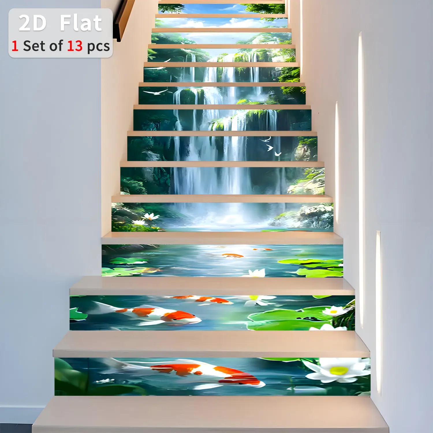 Geometric Pattern Stair Sticker, 13pcs/set Waterproof Self Adhesive Stair Sticker, Removable Wall Sticker for Home Decor, Decorative Wall Sticker