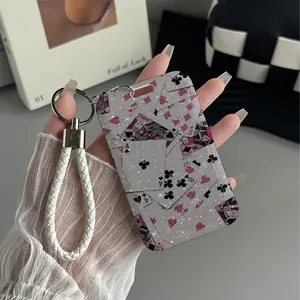 Shimmering Cards Pattern Design Plastic Id Card Holder With Lanyard for Doctors, Nurses, Students-Bus Card Case, Campus Card Protector, Id Badge Holder Perfect Halloween Christmas Gift