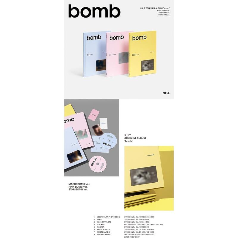 Illit Third Mini Album Card Collection Set, Bomb Version Photo Book + Special Extra Photo Cards, K-Pop Collectible Memorabilia