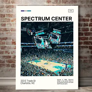 Spectrum Center Print, Charlotte Hornets Stadium Poster Print Art, Fan Gifts, Sport Art, Poster Print Wall Art - No Frame