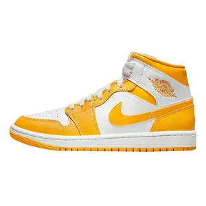 Women's Jordan 1 Mid White/University Gold-White (BQ6472 117)