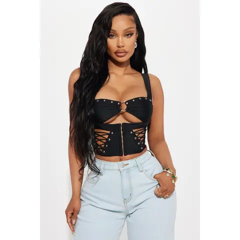 Attention On Me Corset Top - Black