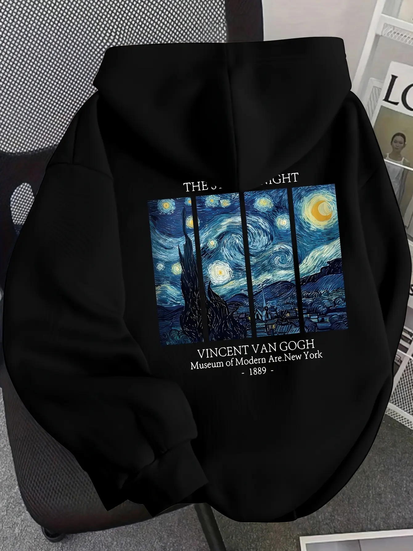 Van Gogh The Starry Night Graphic Hoodie 100% Cotton Unisex Oversized Pullover Sweatshirt Classic Art Back Print