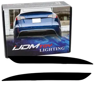iJDMTOY OE-Spec Black-Out Smoked Lens Rear Bumper Reflector Replacements For Tesla 2020-2024 Model Y