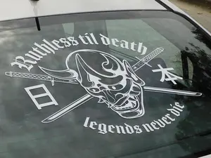 Ruthless Til Death Windshield Rear Window Decal Car Sticker Banner JDM Vinyl Graphics Stance Kanji KDM