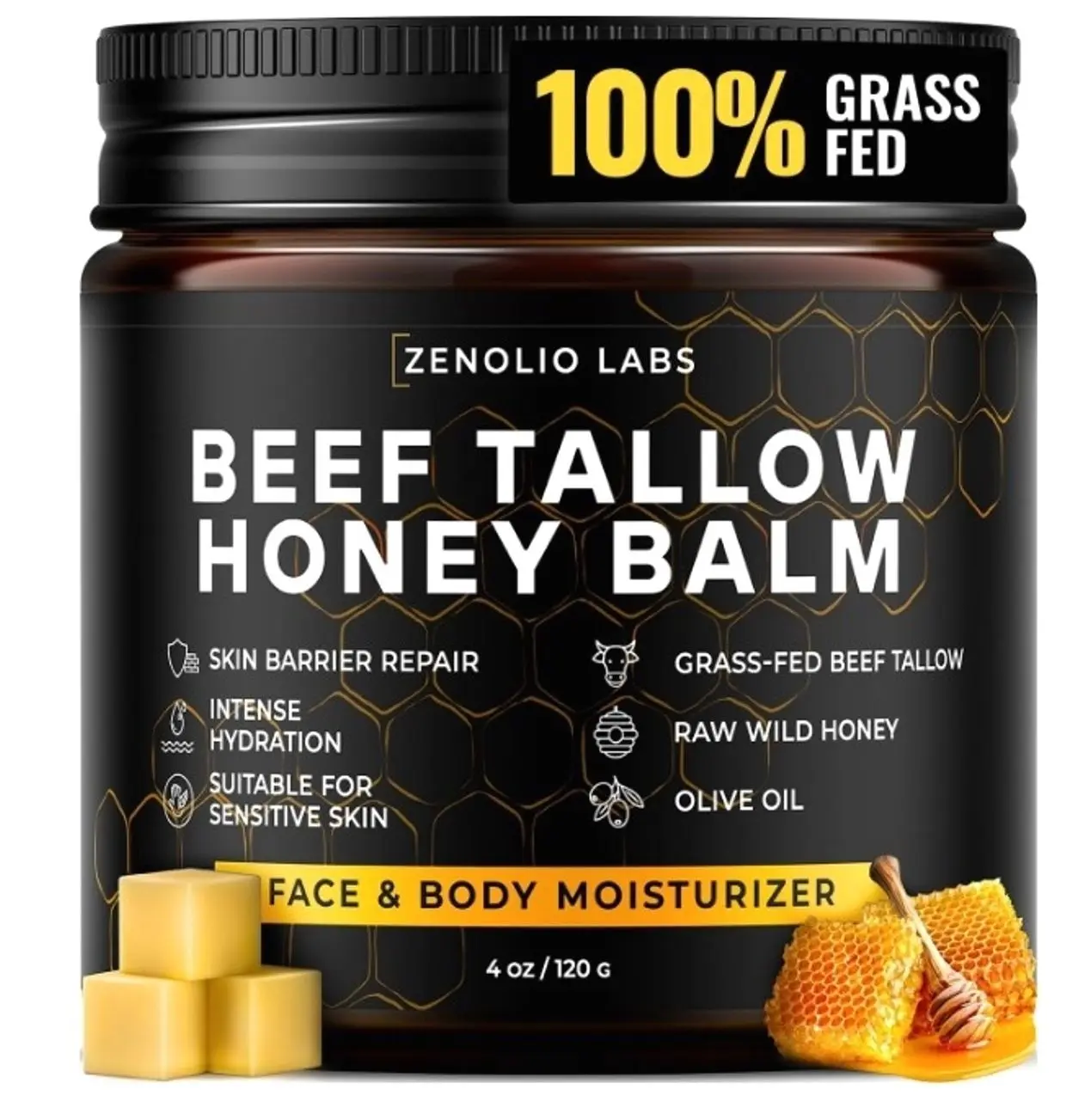 Beef Tallow for Skin Face - Tallow and Honey Balm Grass-Fed Moisturizer
