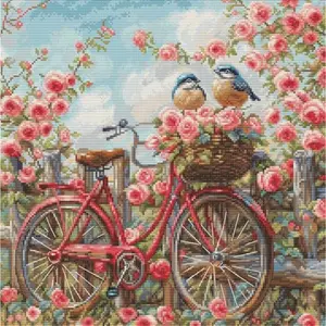 Luca-S Bicycle with Roses Cross Stitch Kit - Forest Animals