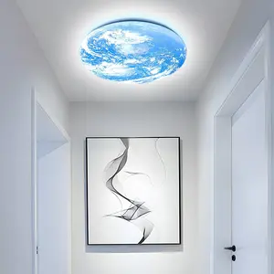 【Earth/Moon-style Design】14.96-Inch Ceiling Light, with Adjustable Colors, recessed ceiling light, LED acrylic lampshade Ceiling Lamp, Modern Ceiling Lights, for Living Rooms, Bedrooms, Studies, Hallways, And Laundry Areas(No remote control).