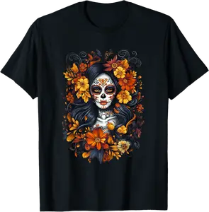 De Los Muertos La Catrina Day Of Dead Sugar Skull Halloween T-Shirt - Briannawo Shop 43B0DMWS2MX2