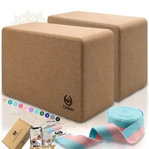 Cork Yoga Blocks 2 Pack with Strap Set