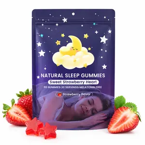 Natural Sleep Gummies - 30 Servings -Sweet Strawberry Stars (Melatonin Free)，Melatonin Free, All Natural Sleep Gummy