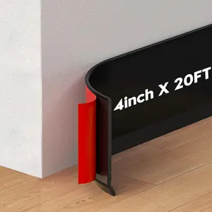 Black Wall Molding Trim, 4 Inch x 20 FT Vinyl Baseboard Trim - Peel and Stick Self-Adhesive, Flexible Cove Base Design Prevents Scuffs and Easy to Clean