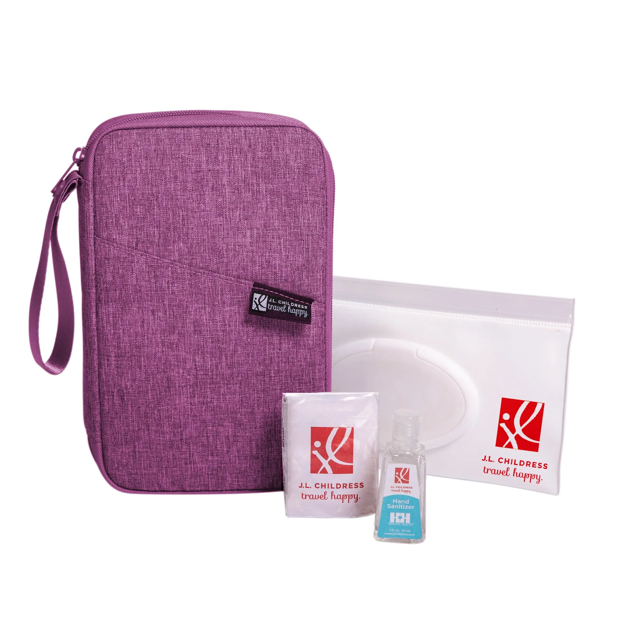 J.L. Childress Healthy Habits On-The-Go Clutch with Baby Wipes Case, Hand Sanitizer, Travel Tissues