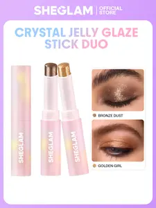 SHEGLAM Crystal Jelly Glaze Stick Set of 2 Shimmer Eyeshadow Stick Creamy Smooth Eye Shadow Pencil Waterproof Long Lasting Glitter Eye Makeup Easy Blend