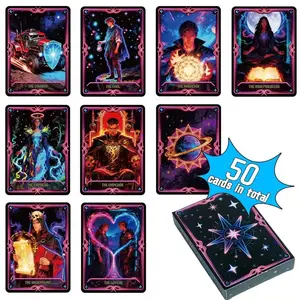 Vibrant Tarot Cards Set for Beginners, 50 Premium High Quality Tarot Cards with Dynamic Artwork and Durable Structure, Ideal for Starter Kits