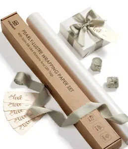 Vitalizart 17" Elegant Pearl Finish Wrapping Paper Set with Satin Ribbon and Gift Tags, Aesthetic Gift Wrap Kit for Wedding, Baby Shower, Birthday tiktokshopspringglowup