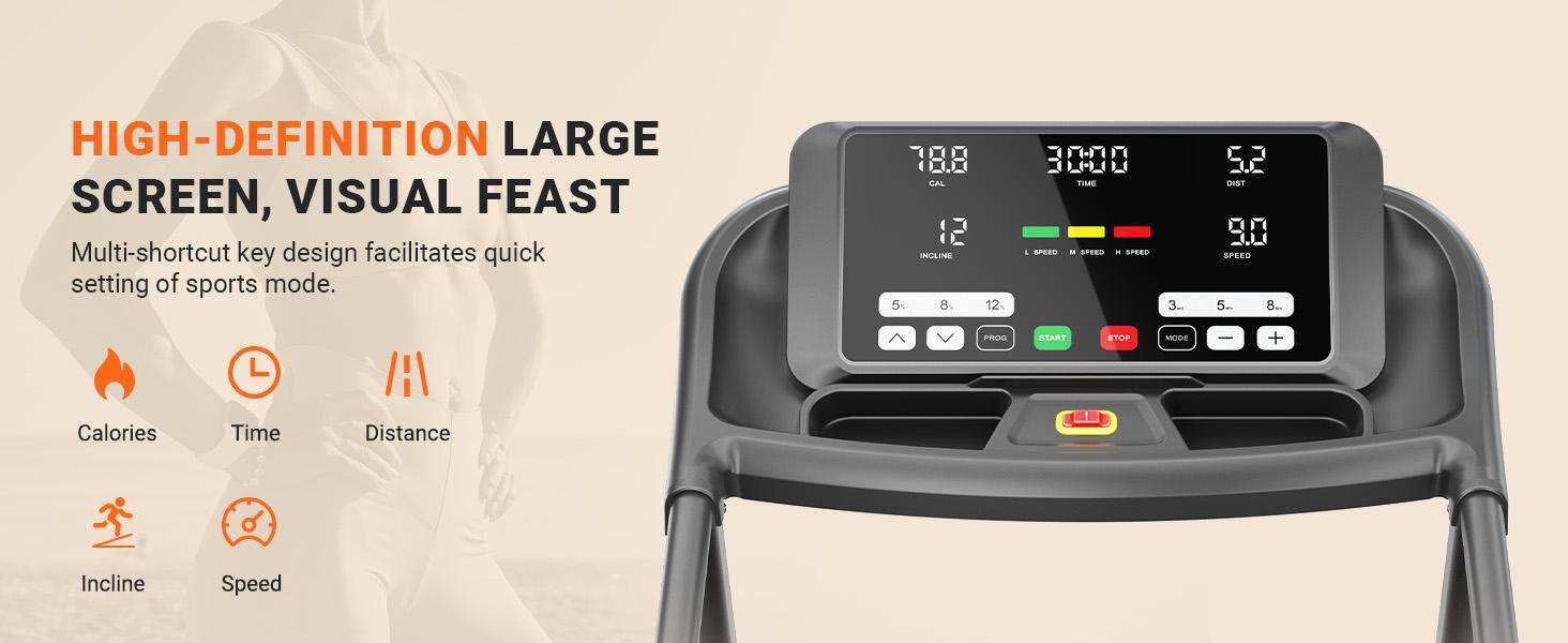 0-12% Incline Treadmill for Running and Walking, 300 lbs Capacity Treadmill with Auto Incline, Wide Belt, 3.0HP, 18" LED Screen, 2 Layers Shock-Absorbing Red