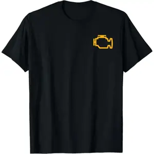 100% CottonPure Cotton Check Engine Light T-Shirt classic Fabric Menswear