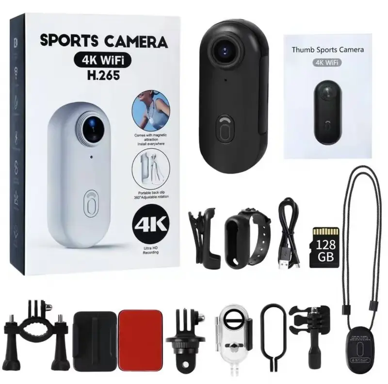 4K Mini Body Camera, 128GB Thumb Size Wearable Cam, Hands Free Action Cam With 360° Rotatable & Magnetic Clip, Portable Body Worn Camera For Security, Travel, Work, Lectures, Pet Walking (Black