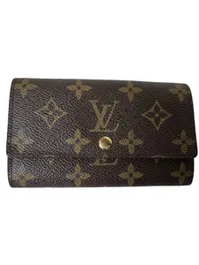 Pre-owned Louis Vuitton Leather Wallet Monogram Coated Canvas Medium Size Wallet