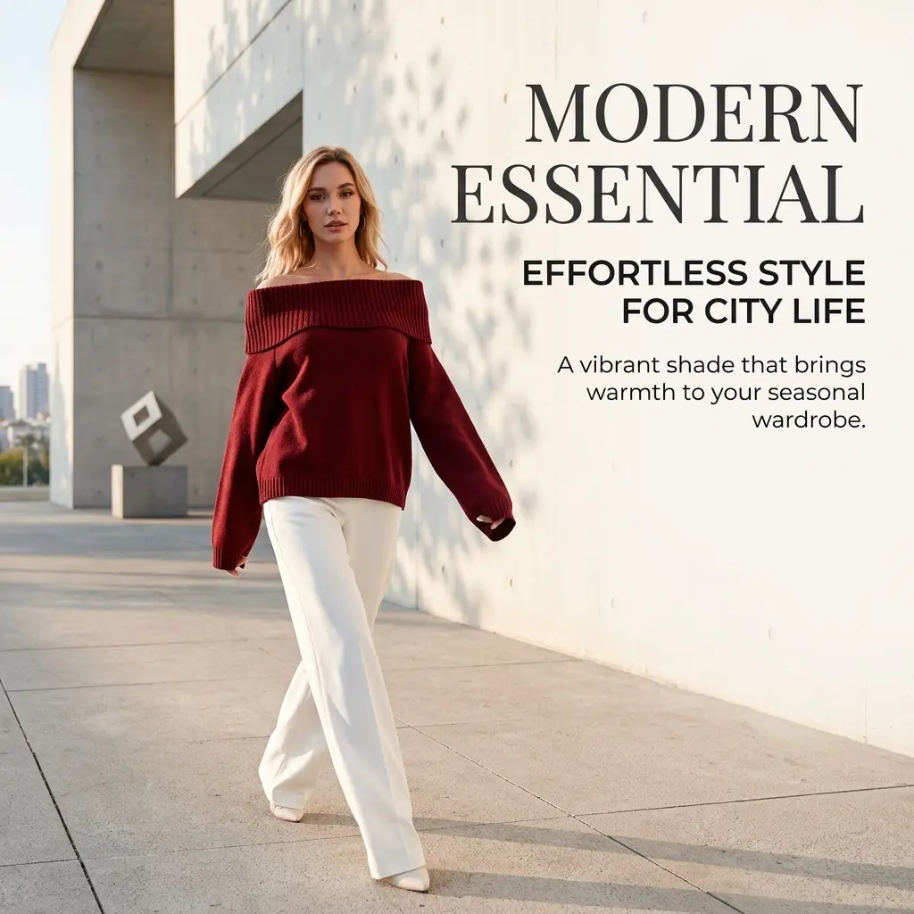 Women's Plus-Size Off-Shoulder Solid-Knit Casual Loose Pullover, Autumn Winter Basic Knitwear Tops