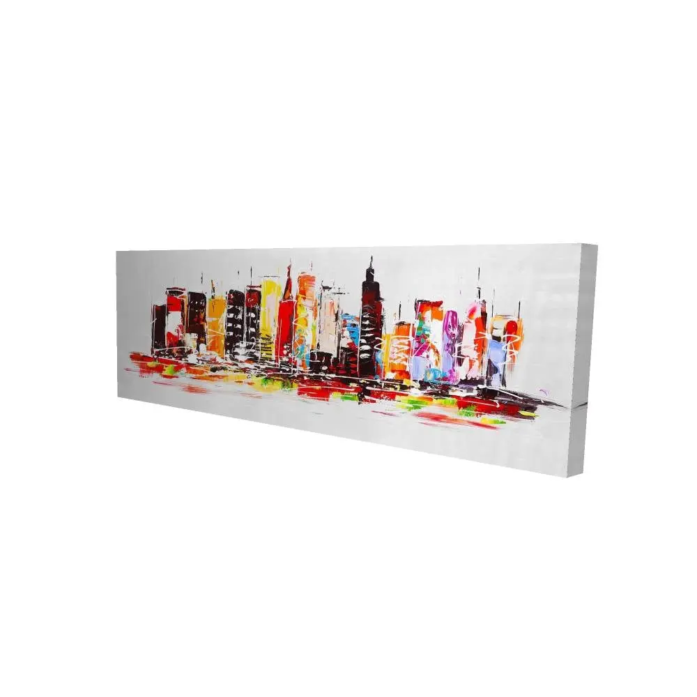 212 MAIN Red Building Wall Art Print - 20x60 in. Modern Abstract Artwork, Bright Living Room Home Decoration Accent That Sparks Conversation and Admiration