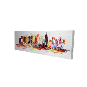 212 MAIN Red Building Wall Artwork - 20x60 in. Modern Abstract Art Photo, Bright Decoration for Living Room Home Decor Spaces