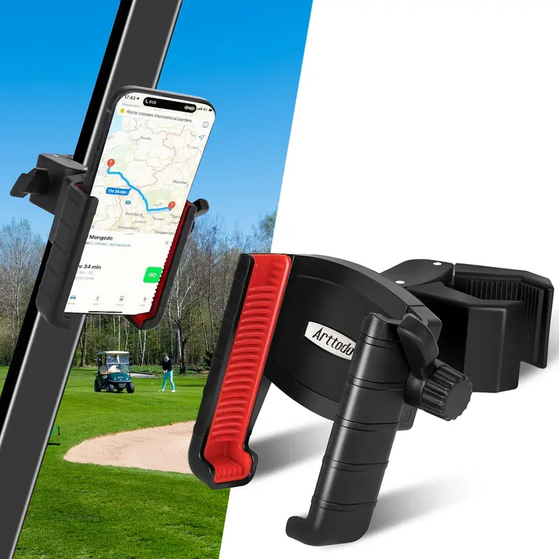 Arttodo Golf Cart Universal Smartphone Holder - Golf Accessory with 360° Rotation Cell Phone Clamp, Non Slip ABS+Silicone Mount for iPhone, Galaxy, Google Pixel & Most Smartphones