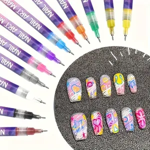 1 Set Nail Art Pen【12Colors + Quick Dry】,Nail Painting Pencils,Nail Drawing DIY,Quick Dry Dot Flower Liner,Precision 3D Graffiti Nail Art Pen,Nail Art Pen Set, Suitable for Girls,Family and Salon DIY,Perfect for Valentine's Day Gift,Manicure,nails kit set