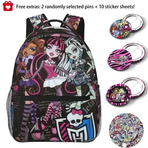 Large Capacity Monster high Travel Backpack Laptop Monster high dolls Backpack Carry On Monster high doll Backpack Cute Cartoon Casual Daypack Business Work Bag for Teens, Colleagues & Holiday Gifts