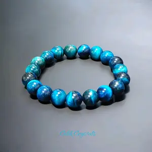 Lake Blue Tiger Eye Bracelet 10mm, 8mm Natural Stones Stretch Crystals Unisex tigereye crystal