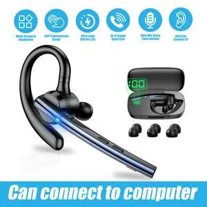 M54 New Bee Bluetooth Trucker Headset - Wireless Earpiece with Dual Mic Noise Cancelling, 80 Hours Playtime, V5.2, Portable Charging Case for Office & Driving