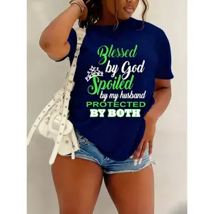 100% pure cotton, available in multiple colors, suitable for all seasons, fashionable and unique casual women's printed round neck short sleeve