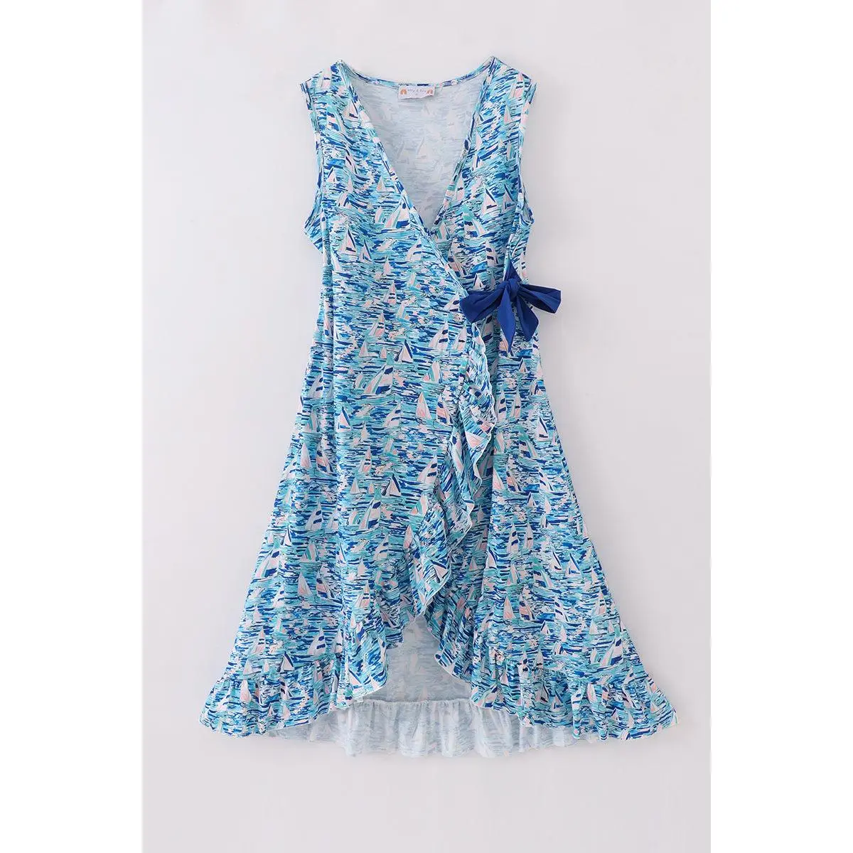 Blue ocean regatta print mom dress