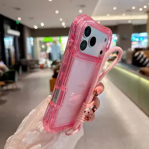 Anti-Drop Phone Case with Wrist Strap, Four-Corner Airbag Protection, Compatible with iPhone 17 Pro Max 17 16 Pro Max 15 Pro Max 14 13 12 11