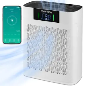 True HEPA Filter Air Purifier with Samrt WiFi Control | | Ultra-Quiet Operation, Multi-Stage Filtration, Air Quality Indicator, Removes Smoke, Dust, Odors, Pet Hair, Bacteria & Viruses – White Household Air Purifier for Home & Office