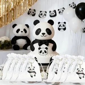 Cute Panda Keychain Set with Thank You Tags & Gift Bags, 36pcs/12sets, Perfect for Birthday Parties, Graduation Favors & More