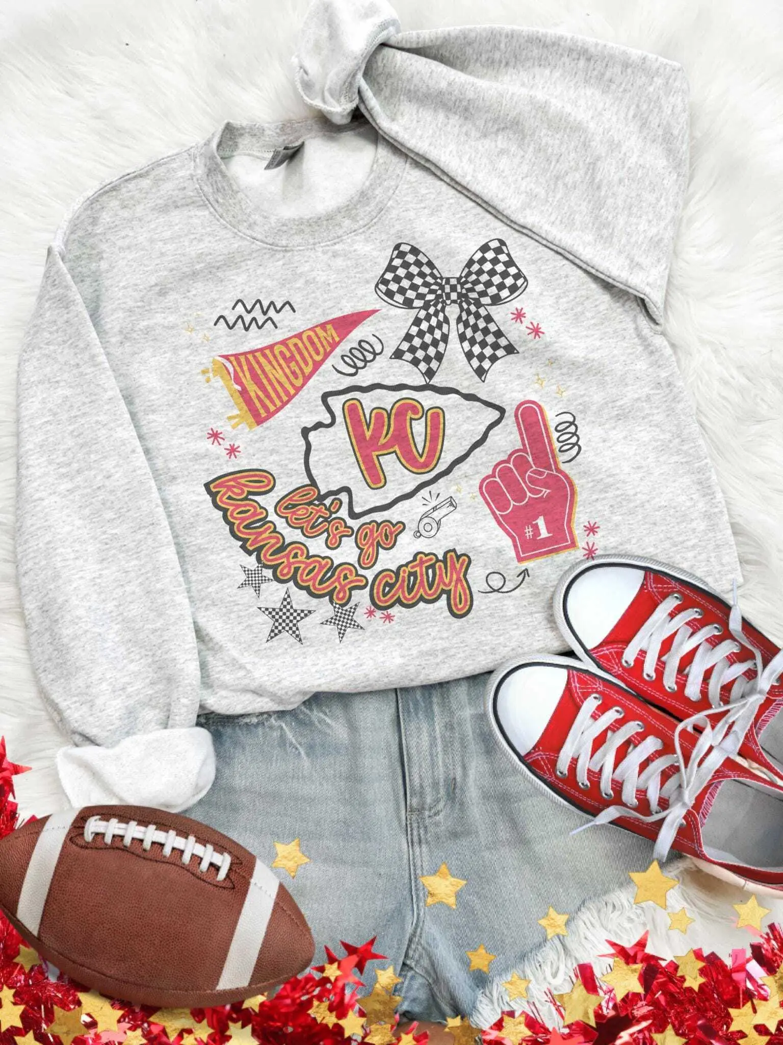 KC Football Sweatshirt | Kansas City Game Day Crewneck | Unisex Fan Apparel | Retro Sports Graphic Sweatshirt | Cozy Game Day Cotton Trending