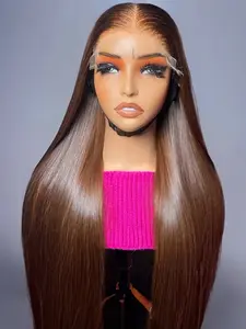 Chocolate Brown Straight Human Hair Wigs For Women 13X6 Hd Lace Frontal Wig 13X4 Lace Front Pre Plucked Colored Wig 30 36 Inch