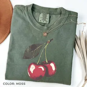 Comfort Colors Vintage Cherry T-shirt, Cherry Tee, Fruit Tshirt, Food lover gift, Foodie Gift, Cherry Lover Gift, Retro Cherry T-shirt, Cherries Tee