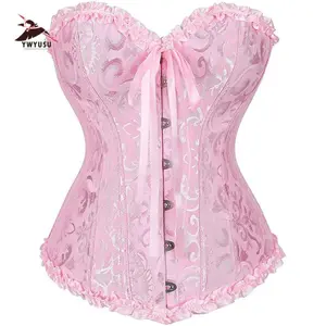 Women's chest cinching tight corset, sexy with bone pleats, jacquard chest circumference with bow, shaping the bodyRAIMENTRY