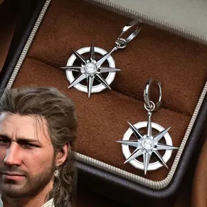 Game Baldur's Gate 3 Gale Dekarios Cosplay Earrings Unisex Star of David Ear Pendants Punk Eardrop Gothic Ear Buckle Jewelry