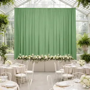 Sage Green 4-Way Stretch Spandex Backdrop Curtain, Wrinkle-Free Event Drapes with Rod Pockets - 5ft x 20ft