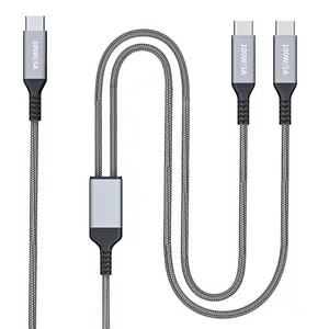 100W 2-in-1 USB-C  4FT, Dual USB C 5A  , Splitter Multi USB Type C Charge for MacBook Air,  15 Plus/Pro Max, iPad Pro,  Galaxy S24 S23 S22, Tab S9, ,  Laptop