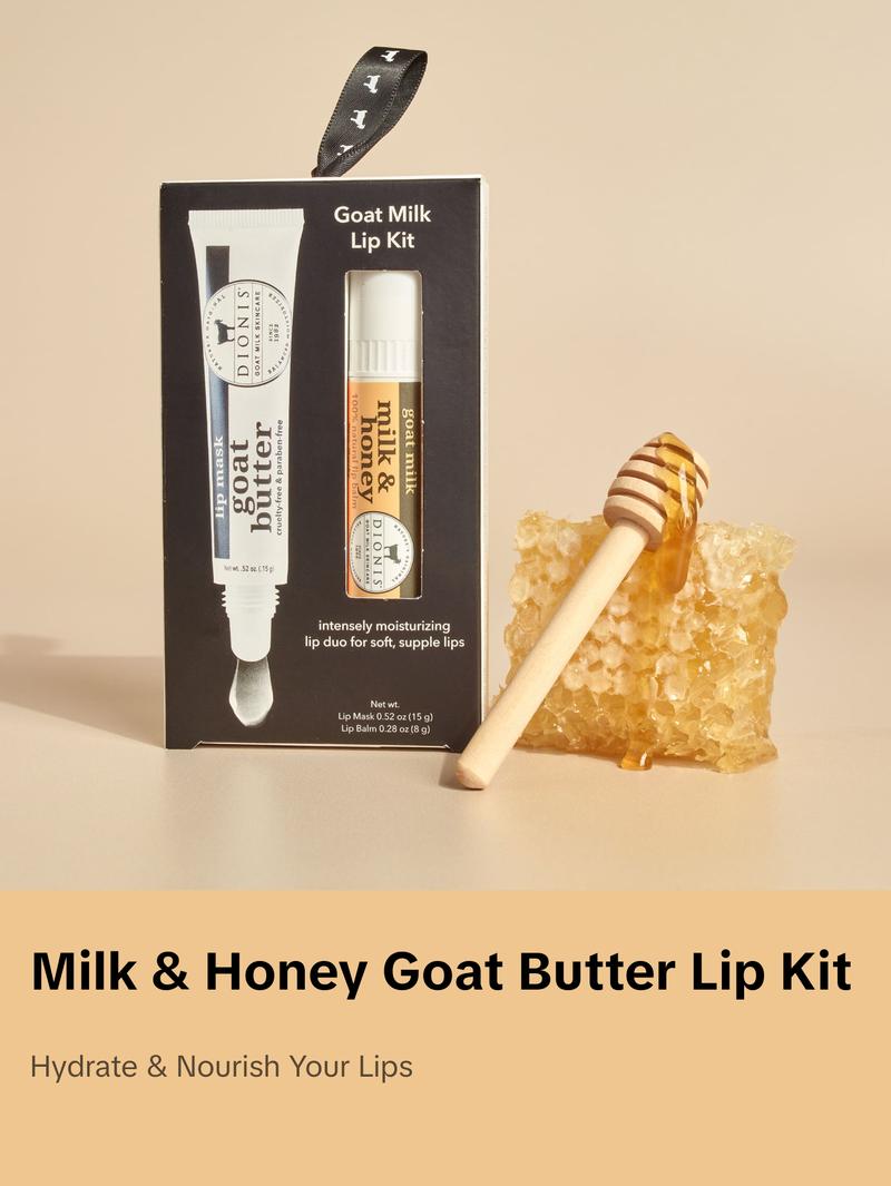 Dionis Milk & Honey Goat Butter Lip Kit - Intense Moisturizing Lip Balm & Lip Mask In Convenient Gift Set
