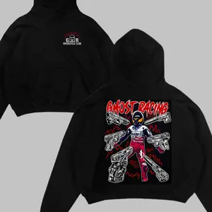 Vintage Red Pill Ghost Hoodie, Black Ghost Racing Graphic, Biker with Guns Design, Unisex Menswear Womenswear Hoodie