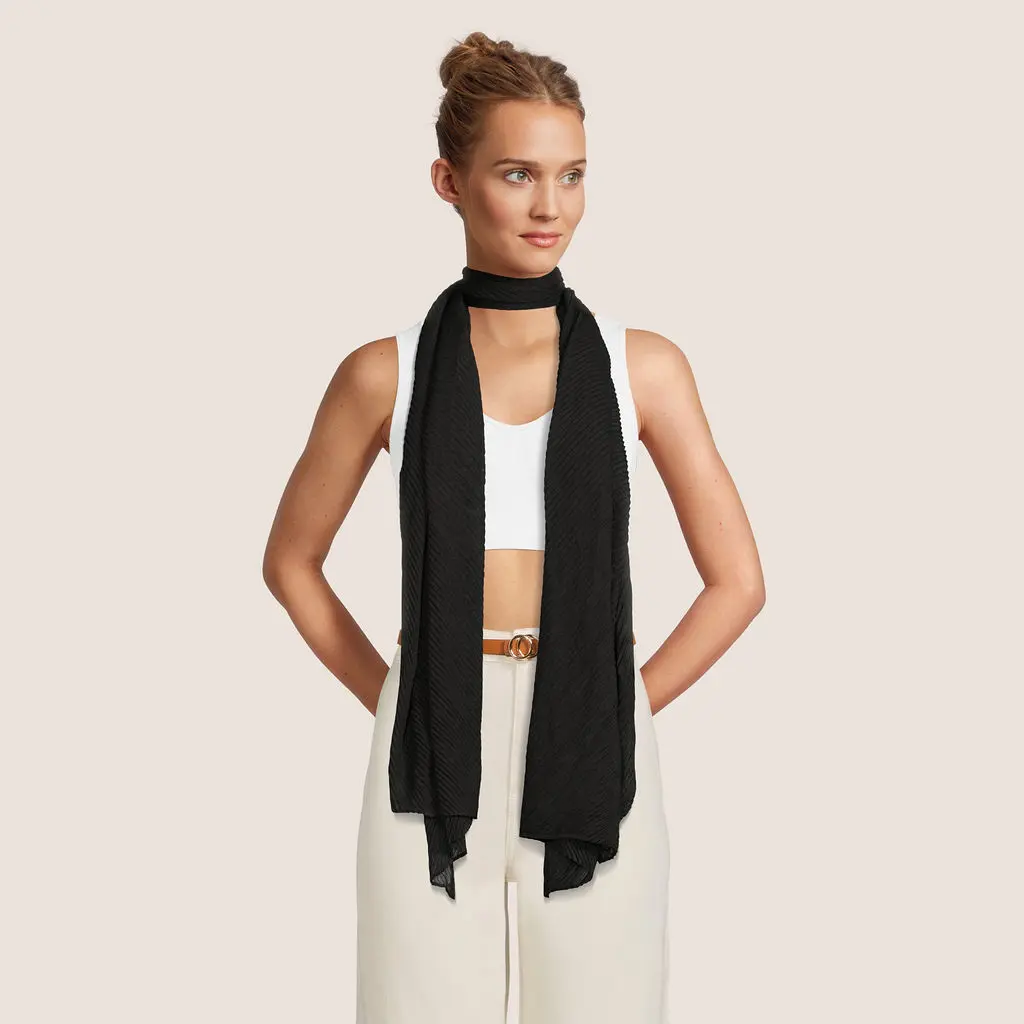 Women's Angela's Accordion Faux Pashmina Scarf - Pashmina Shawl, Solid Color, Unisex Clothes Accessory, Scarf Style Elegant Layering Piece for Fashion