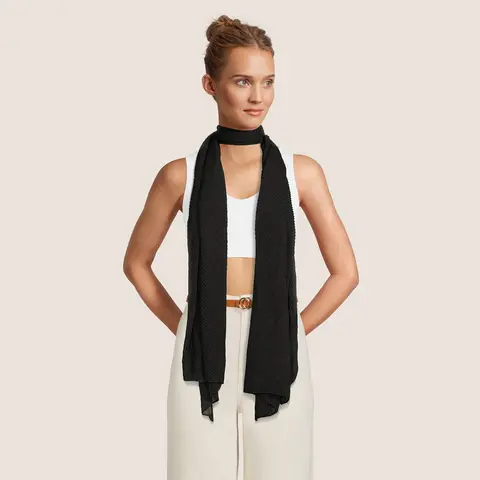Women's Angela's Accordion Faux Pashmina - Fashion Neck Shawl, Elegant Casual Chic Style Scarves, Solid Plain Fabric, Unisex Unique Fold Design, Layered Wear, All Seasons Dress Accessory