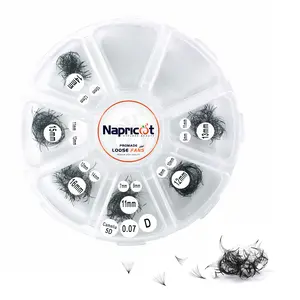 Camelia Fans 5D - 0.07 Mixed Size 9-14mm Curl C, D, CC - Napricot 1000 Promade Fans -  Eyelash Extension Volume Lash Fans with Soft and Pointy Base - Makeup