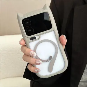 Cute 3D Cat Ear Magnetic Case For XiaoMi 17 Pro Max 15 14 Pro 15Ultra 14Ultra 5G Redmi Note13PRO 5G For Magsafe Charging Transparent Cover Funda